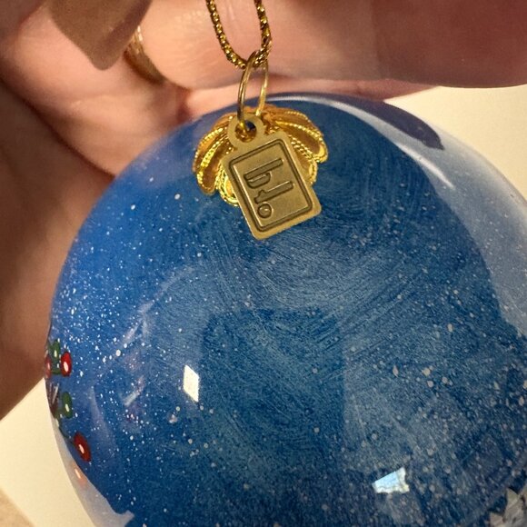 Pier 1 Imports Hand-Painted Li Bien Blue Glass Ornament Reindeer Scene 2018 - Picture 5 of 9